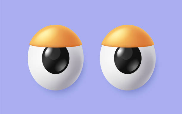 istock 3D eyes. Cartoon icon or comic emoji with eyeballs and squinted eyelids. Eyes express negative emotions. Funny eyesight pair. Realistic vector illustration 2198211020