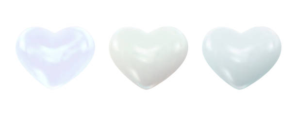 istock 3d white, milky, ivory, glossy realistic hearts. Symbol of love, romantic relationships. For design Valentines Day, romantic events, wedding. Vector Illustration 2198211259
