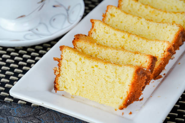 istock Home made cake in white tray. Soft and delicious cake with tea 2198217606