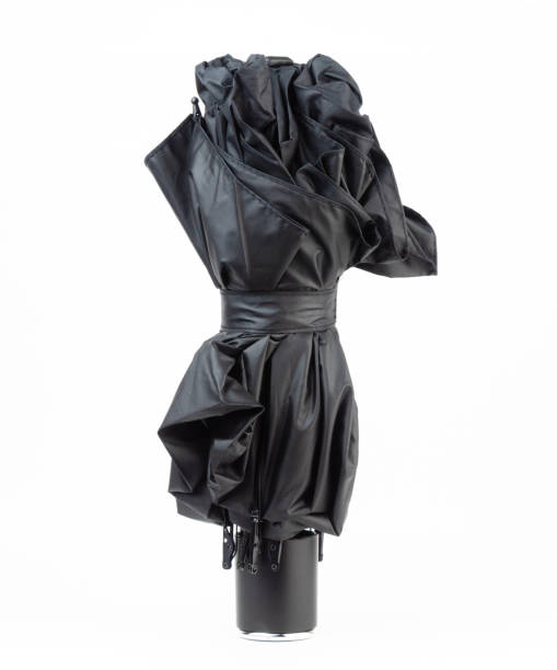 istock folded elegant black umbrella displayed on a white background 2198222215