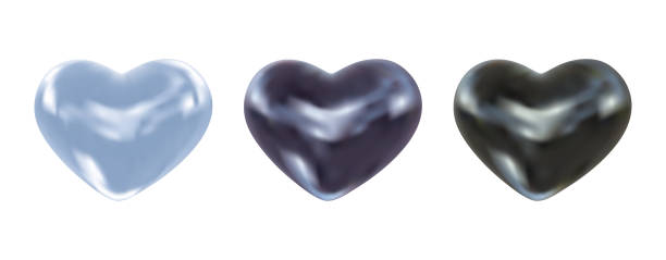 istock 3d shiny gray, silver, black hearts. Love symbols. Vector illustration for wedding invitation, romantic greeting card, valentine, banner, poster 2198222905