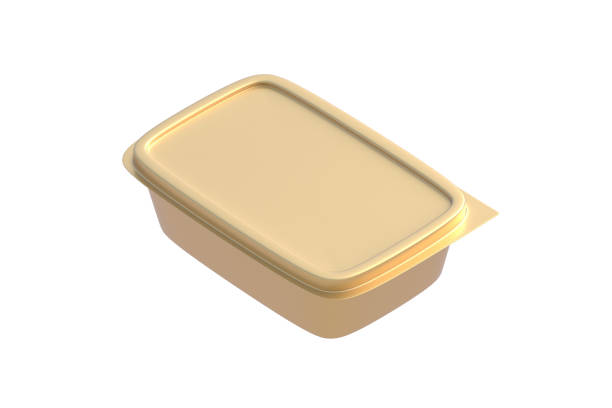Golden food container isolated on white background. 3d render