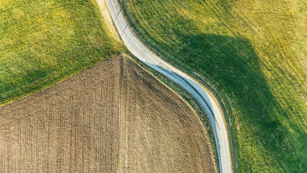 istock Countryside Road and Fields in Germany, Aerial Perspective 2198223681
