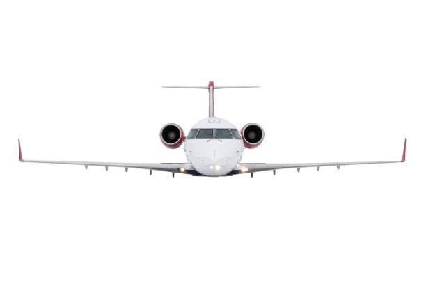istock Front view of a passenger regional jet flies isolated on white 2198225207