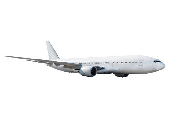 istock Wide body passenger jetliner fly isolated on white background 2198228526