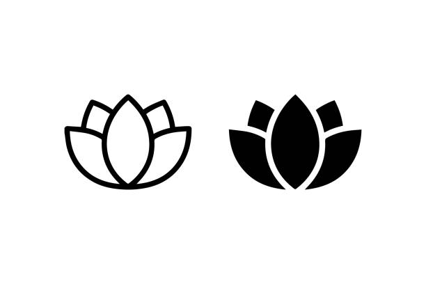 Lotus flower icons in black and white Vector Lotus flower icons in black and white Vector water lily stock illustrations