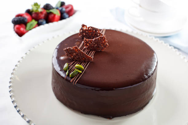 istock Chocolate Cake with Elegant Chocolate Decorations 2198238119