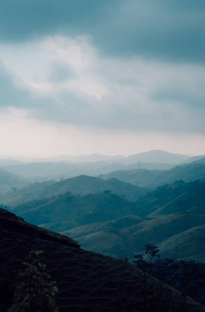 Layered hills and mountains on a rainy day, Ipiabas, RJ, Brazil