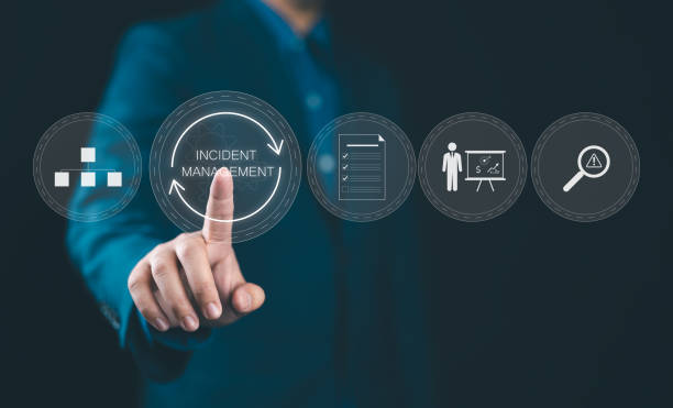 istock Incident Management, Risk Mitigation Process Concept. Icons represent processes of incident management, risk analysis, strategy planning, resolution tracking, effective business technology solutions, 2198252709