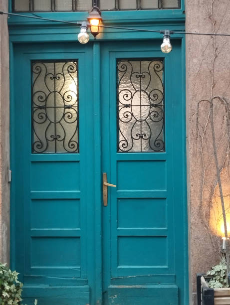 istock Stunning Turquoise Door with Lantern 2198263236