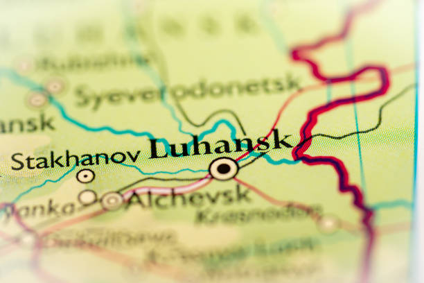 istock Luhansk, Ukraine highlighted on a world map. 2198266964
