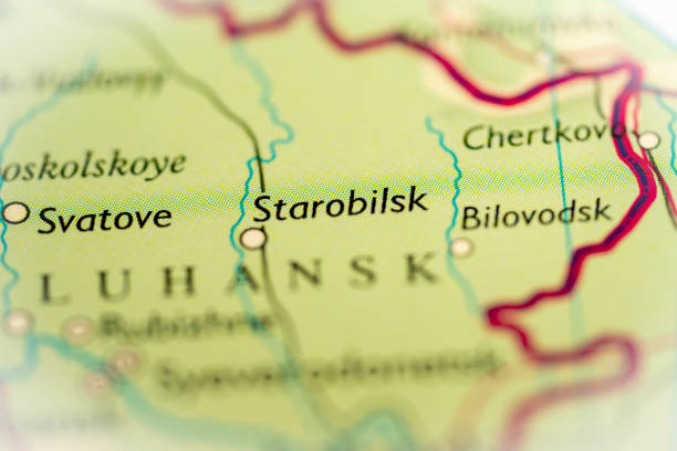 istock Starobilsk, Ukraine highlighted on a world map. 2198267064