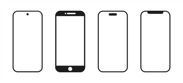 ilustrações, clipart, desenhos animados e ícones de maquete de smartphone com tela branca em branco. modelo simples de ícone de telefone móvel, vetor 10 eps. - smart phone