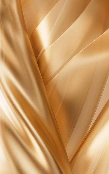 istock Flowing twisted golden cloth background, 3d rendering. 2198268630