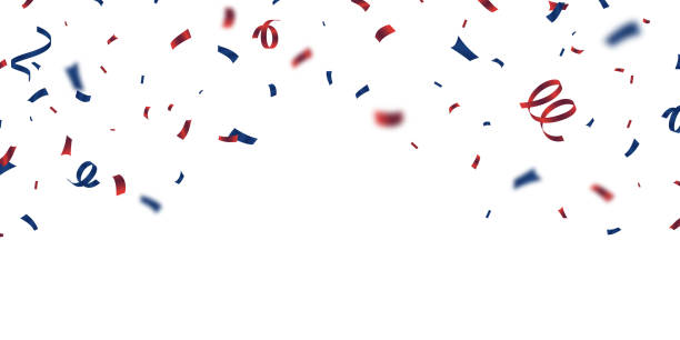 istock confetti background Stunning reds and blues that zigzag down in celebration. Festive decoration vector illustration 2198273175