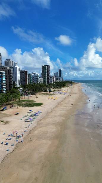 istock drone image of the beach and seaside buildings 2198274357
