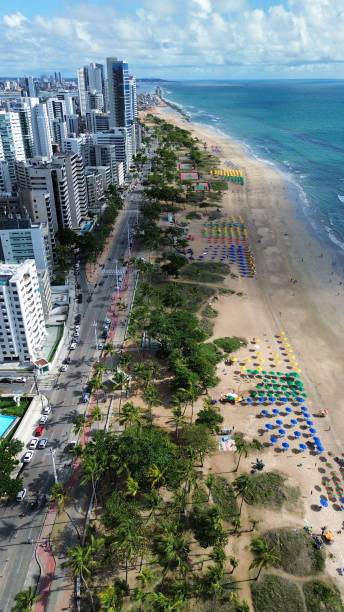 istock drone image of seaside buildings and beach 2198274358