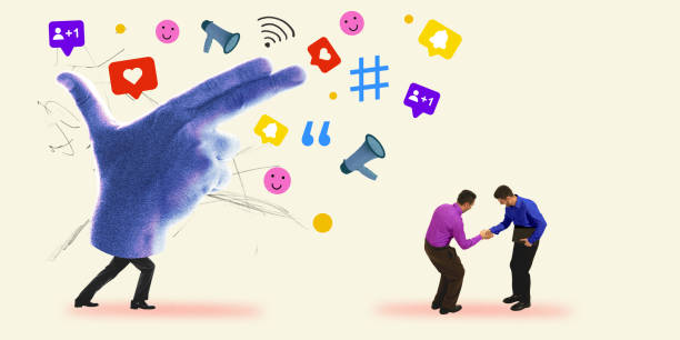 istock Large hand with social media icons, two people shake hands, symbolizing digital communication, success and professional networking. 2198275658