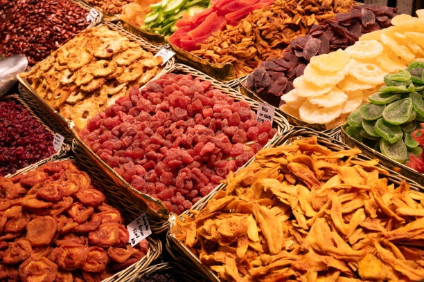 Dried fruits for sale at Market in Barcelona, Barcelona, Spain