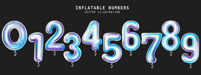 Balloon Inflatable Numbers Number Balloons Set Vector Design Balloons Numbers Inflatable Elements ...