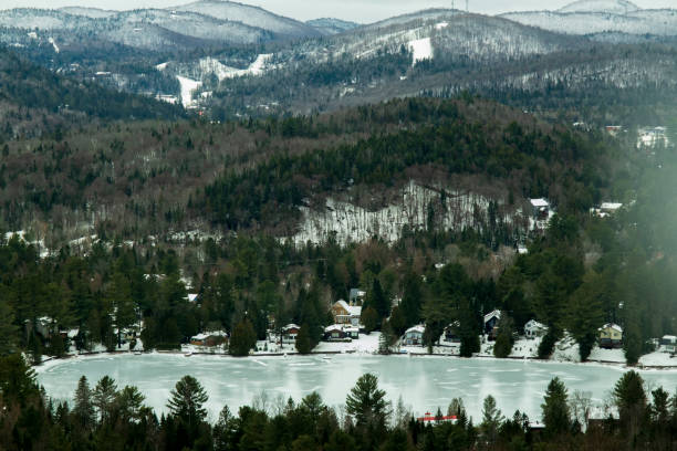 Jolie forêt sous la neige dans les Laurentides, au Canada