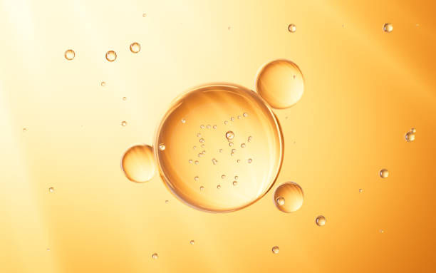 istock Gold glass spheres with molecule, Concept skin care Cosmetics background, 3D rendering. 2198285000