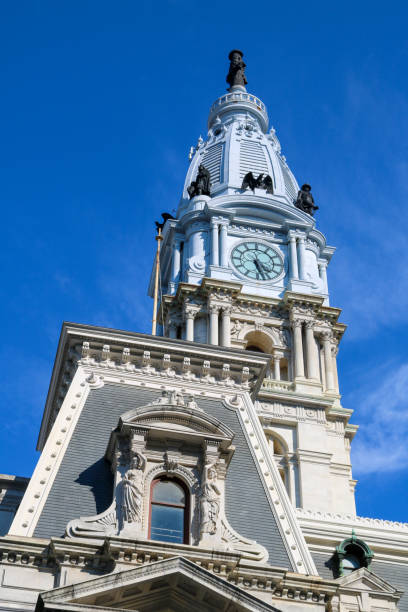 istock Historic clock tower stands tall against a clear blue sky 2198286466