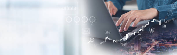 istock Digital online marketing, market research. Businessman  analyzing sale data with business strategy, planning  and solution, customer insight data analysis for business achievement on global network connection 2198294320