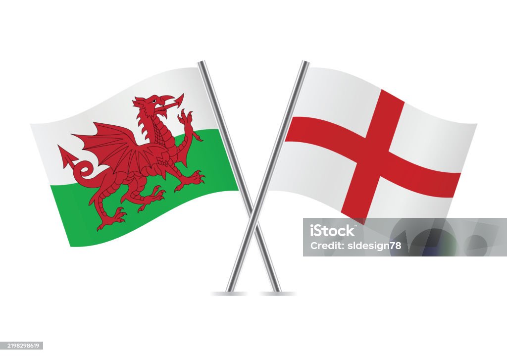 Erw Flags Wales And England Flags Crossed Vector Illustration Stock Illustration ...