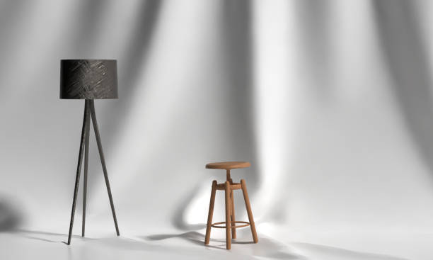 istock White texture pattern color background wallpaper chair wooden lamp lightbulb copy space lighting modern stage exhibition fashionable seat curtain entertainment product advertisement marketing sale 2198300849