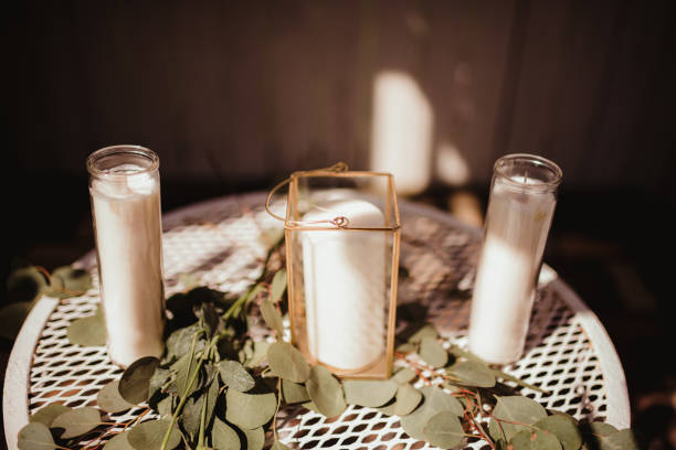 Set of unity candles for wedding tradition of two becoming one