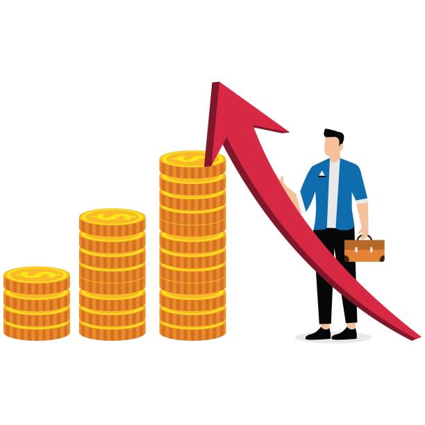 istock Growth, career or business growth, increase in investment profits or sales, growth in return on investment, businessman taking huge growing arrows to lean on a pile of gold coins 2198309294