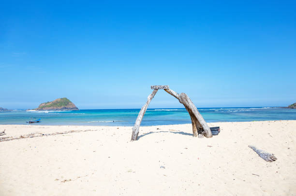 Areguling Beach, Lombok, Indonesia, Southeast Asia.Areguling Beach with Island Gili Nusa, Lombok, Indonesia.