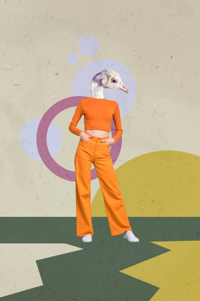 istock Composite vertical collage image of bird head girl posing isolated on creative background 2198316008