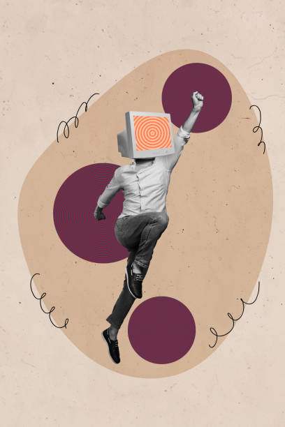 istock Vertical creative collage picture young ambitious energetic headless man superhero pose flight mass media propaganda brainwashing 2198316538