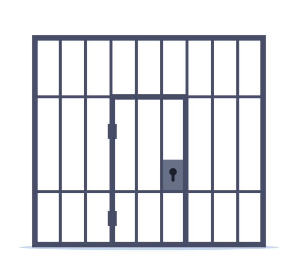 istock Prison metal bars. Prison fence jail. Iron jail cage. Template design for criminal or sentence. Vector 2198318912
