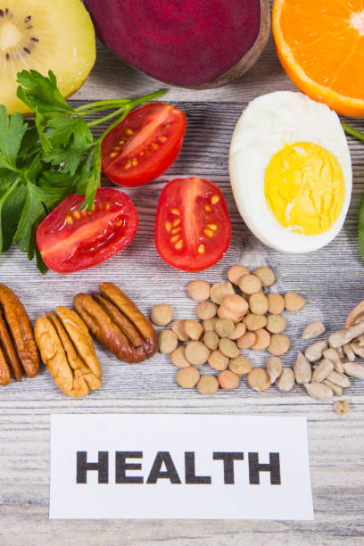 istock Various products or ingredients containing natural vitamin B9 and minerals 2198319357