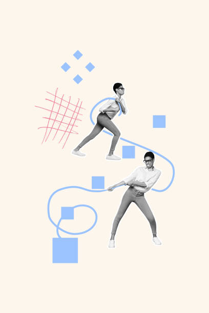 istock Vertical image collage of american girl go aim ambition pull ribbon determination promotion effort goal isolated on painted background 2198321054