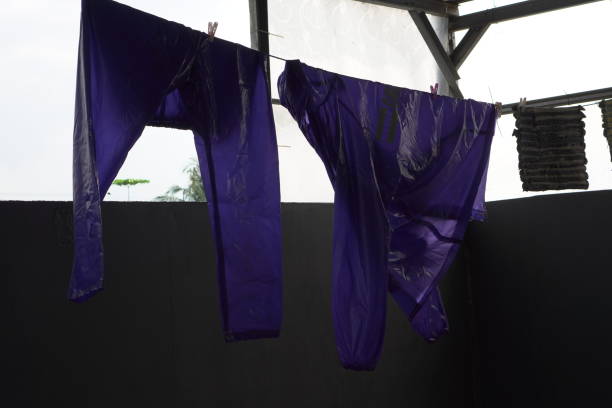 istock The lone, saturated purple raincoat hangs 2198325604