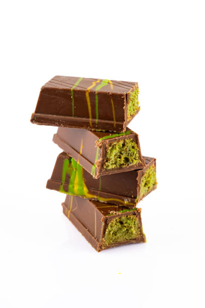 istock Chocolate bar filled with pistachio kunafa. Dubai chocolate 2198330838
