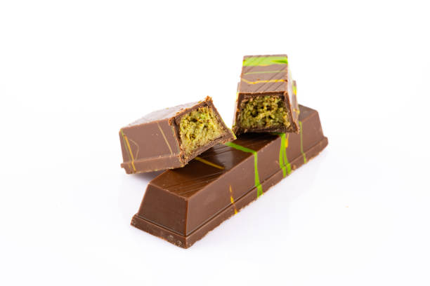istock Chocolate bar filled with pistachio kunafa. Dubai chocolate 2198330854
