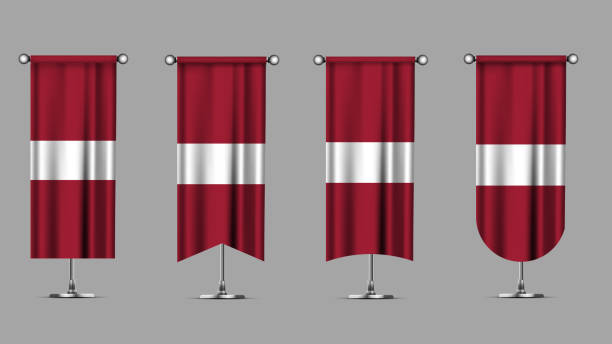 istock Collection of Vertical Banners Featuring the LATVIA Flag 2198334147