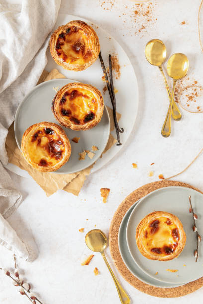 istock Pastel de Nata with Vanilla and Willow. Top view 2198339371
