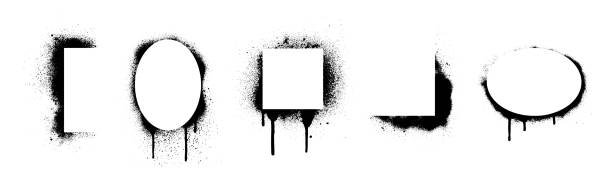 obramowania ramek do natryskiwania szablonów - farba w sprayu stock illustrations