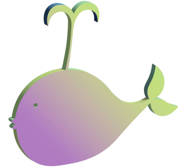 Clip art image of 3D whale stamp icon with beautiful gradient.