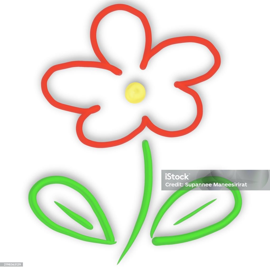 Line Art Using Color 3d Flower Line Drawing Using Bright Colors The Image Looks Simple Stock ...
