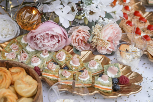 istock Appetizers and finger food on buffet table in restaurant 2198367445