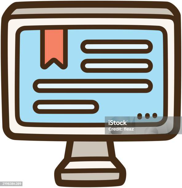Educative Computer Doodle Desktop Computer Elearning Doodle Art And Illustration Stock ...