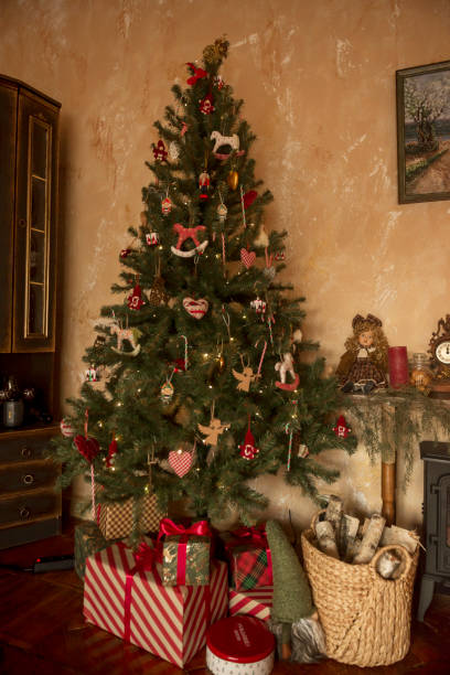 istock Festive interior of the house with a Christmas tree 2198388049