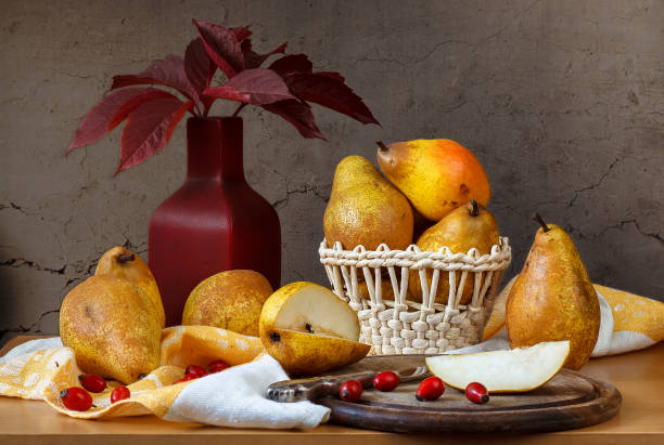 istock Still life in retro style with pears 2198389964